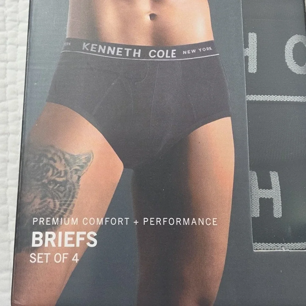 Kenneth Cole 4 Pack Briefs Men's X-Large NIB Black 100% Cotton Tag Free Soft NEW